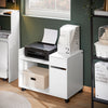 SoBuy ASK02-W Bureaukast met wieltjes, rolprinterhouder, organizer voor kantoor, opbergkast met laden, 72 x 40 x 54 cm, wit