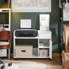 SoBuy ASK02-W Bureaukast met wieltjes, rolprinterhouder, organizer voor kantoor, opbergkast met laden, 72 x 40 x 54 cm, wit