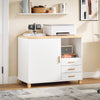 SoBuy ASK07-WN Bureau Ladekast met 3 Lades & Open Opbergvak – Printerstandaard en Bureau Opbergkast, Wit/Naturel 90x45x75 cm
