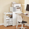 SoBuy ASK12-W Kantoorkast met wieltjes, houder voor rolprinters, organizer