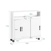 SoBuy BZR02-W Compact Rollend Badkamerkastje – 2 Schuifdeuren + Open Plank, Witte Opbergruimte voor Kleine Badkamers 70x71x20cm