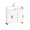 SoBuy BZR02-W Compact Rollend Badkamerkastje – 2 Schuifdeuren + Open Plank, Witte Opbergruimte voor Kleine Badkamers 70x71x20cm