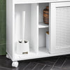 SoBuy BZR119-W Lage Kast, Badkamer Kast, Smalle Badkamerkast, Toiletkast, Toiletpapierhouder