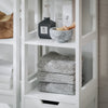 SoBuy BZR123-W Badkamer Kolomkast, Badkamerkast, Hoge Kast, Staande Kolomkast, Opbergkast Opbergplank met 2 Planken en 1 Wasmand