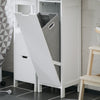 SoBuy BZR123-W Badkamer Kolomkast, Badkamerkast, Hoge Kast, Staande Kolomkast, Opbergkast Opbergplank met 2 Planken en 1 Wasmand