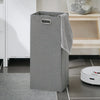 SoBuy BZR123-W Badkamer Kolomkast, Badkamerkast, Hoge Kast, Staande Kolomkast, Opbergkast Opbergplank met 2 Planken en 1 Wasmand