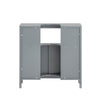 SoBuy FRG128-II-SG Wastafelonderkast, badkamermeubel, badkamerkast met voetkussen, wastafel, onderkast staalgrijs