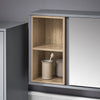 SoBuy BZR149-DG Wandkast met spiegel voor badkamer, hangende opbergkast, hoge badkamerkast met deur en 2 open vakken, 60 x 20 x 45 cm