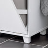 SoBuy BZR159-W Waskast, onderkast voor badkamer, wasmand, opbergkast met 4 kleine open vakken en 1 afneembare wasmand
