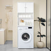 SoBuy BZR165-W Badkamer Meubel Kolomkast Opslag WC Kast met Deuren en 3 Verstelbare Planken, Witte Opbergkast Boven WC of Wasmachine 65x182x20cm