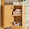 SoBuy BZR175-N Hoge kast, hangkast, opbergkast voor badkamer, smalle badkamerkast, hangend rek, naturel BHT ca. 35 x 120 x 30 cm