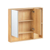 SoBuy BZR177-N Hangkast, spiegelkast, spiegel, opbergkast voor badkamer, badkamerkast met open vakken, naturel