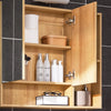 SoBuy BZR177-N Hangkast, spiegelkast, spiegel, opbergkast voor badkamer, badkamerkast met open vakken, naturel