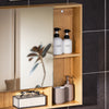 SoBuy BZR177-N Hangkast, spiegelkast, spiegel, opbergkast voor badkamer, badkamerkast met open vakken, naturel