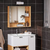 SoBuy BZR177-N Hangkast, spiegelkast, spiegel, opbergkast voor badkamer, badkamerkast met open vakken, naturel