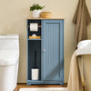 SoBuy BZR189-HG Opbergkast voor badkamer, toiletpapierhouder, toiletborstelhouder met 1 deur, blauw