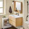 SoBuy BZR198-N Hangkast voor wastafel met spiegel, wastafelmeubel met spiegel, wastafelset met spiegel, handwaskast met spiegel, houtkleur