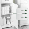 SoBuy BZR206-W Hoge badkamerkast, smalle opbergzuil met lade en verstelbare planken, badkamerkast van hout, vochtbestendig, wit, 42 × 30 × 173 cm