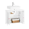 SoBuy BZR210-W Onderkast voor wastafel met 2 deuren en open nis – wastafelkast van MDF E1, verstelbaar rek, belasting 42 kg – badkamerkast 80 x 31,5 x 60,5 cm