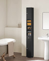 SoBuy BZR34-SCH Hoge Badkamerkast – Smalle Opbergkast – Badkamerkolom, Kolomkast met Verstelbare Planken en Lade, Waterbestendig MDF, voor Badkamer, Woonkamer, Slaapkamer, Zwart, 20x20x180 cm