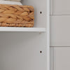 SoBuy BZR43-W Smalle Badkamerkast met Open Planken en Lameldeur – Hoge Opbergkast voor Badkamer, WC, Keuken of Bijkeuken, Wit-Hout, 160x40x30cm