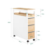 SoBuy BZR54-II-WN Nisrek met 3 laden en 1 afneembaar dienblad keukenrek met wielen badkamerrek niswagen trolley smalle plank