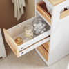 SoBuy BZR54-III-WN Compacte Badkamerkast met Wielen, Smalle Opbergkolom met 3 Laden en Plank, Wit & Natuur 65×23×82 cm