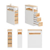 SoBuy BZR54-III-WN Compacte Badkamerkast met Wielen, Smalle Opbergkolom met 3 Laden en Plank, Wit & Natuur 65×23×82 cm