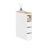 SoBuy BZR54-K-W Smalle WC Kast – 20 cm Badkamer Opbergkast met 3 Lades & Verrijdbare Plank, Ruimtebesparend, Wit/Houtlook (60×20×82,3 cm)