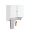 SoBuy BZR84-W Badkamerkast, Wandmontage Hoge Kast, Wandkast, Handdoekenrek Opbergkast met 2 Deuren, met 2 Verstelbare Planken