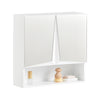 SoBuy BZR94-W Badkamer Wandkast, Wandcommode, Wandplank, Hoge Kast, Hangkast, Spiegelkast, Badkamerkast Hangend