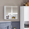 SoBuy BZR94-W Badkamer Wandkast, Wandcommode, Wandplank, Hoge Kast, Hangkast, Spiegelkast, Badkamerkast Hangend