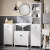 SoBuy BZR95-W Badkamermeubel, hoge kast, opbergkast, opbergrek met 1 wasmand en 3 planken voor badkamer