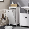 SoBuy BZR96-W Waskast met waszak, onderkast voor badkamer, commode voor badkamer, waskist, kledinghouder met 1 wasmand, wit