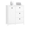 SoBuy BZR97-W Waskast met waszak, onderkast voor badkamer, commode voor badkamer, toiletkast met 3 laden en 1 wasmand, wit