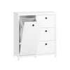 SoBuy BZR97-W Waskast met waszak, onderkast voor badkamer, commode voor badkamer, toiletkast met 3 laden en 1 wasmand, wit
