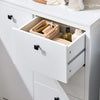 SoBuy BZR97-W Waskast met waszak, onderkast voor badkamer, commode voor badkamer, toiletkast met 3 laden en 1 wasmand, wit