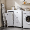 SoBuy BZR97-W Waskast met waszak, onderkast voor badkamer, commode voor badkamer, toiletkast met 3 laden en 1 wasmand, wit