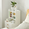 SoBuy FBT100-W Nachtkastje Modern met Laden & Open Planken, Bedside Tafel met Houten Pinnen Poten, Opbergmeubel voor Slaapkamer & Woonkamer, Wit