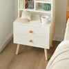 SoBuy FBT100-W Nachtkastje Modern met Laden & Open Planken, Bedside Tafel met Houten Pinnen Poten, Opbergmeubel voor Slaapkamer & Woonkamer, Wit