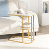 SoBuy FBT110-G Moderne bijzettafel Einde van de koffie Sofa Salontafel Nachtkastje met marmereffect Gouden metalen structuur