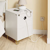 SoBuy FBT115-L-E-W Nachtkastje met laadfunctie, Nachtkastje met 2 stopcontacten, USB en Type-C, Bijzettafeltje voor slaapkamer en woonkamer, Wit, B40 x D40 x H63,5 cm