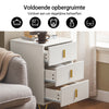 SoBuy FBT115-L-W Nachtkastje met 3 Schuifladen - Bijzettafel - Sofa Bijzettafel - Salontafel - Slaapkamertafel - Bedtafel
