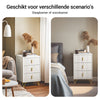 SoBuy FBT115-L-W Nachtkastje met 3 Schuifladen - Bijzettafel - Sofa Bijzettafel - Salontafel - Slaapkamertafel - Bedtafel
