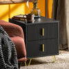 SoBuy FBT115-SCHx2 2-delige Nachtkastje met 2 Schuifladen - Bijzettafel - Sofa Bijzettafel - Salontafel - Slaapkamertafel - Bedtafel met 2 Lade voor Woonkamer, Slaapkamer, Kantoor, Zwart, 40x40x47cm