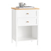 SoBuy FBT126-WN Sofa Bijzettafel, Salontafel, Nachtkastje, Slaapkamertafel, Bedtafel met 2 Laden en 1 Compartiment