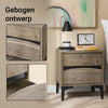 SoBuy FBT165-N Nachtkastje, 2 laden met gebogen voorkant, houteffect en metalen poten, moderne bijzettafel voor slaapkamer, 40 × 40 × 47 cm, naturel