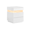 SoBuy FBT167-E-W Nachtkastje met 3 laden en ledverlichting, 3 instelbare lichtkleuren, modern nachtkastje voor slaapkamer en woonkamer, L 41 × D 40 × H 52 cm, wit