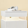 SoBuy FBT167-E-W Nachtkastje met 3 laden en ledverlichting, 3 instelbare lichtkleuren, modern nachtkastje voor slaapkamer en woonkamer, L 41 × D 40 × H 52 cm, wit