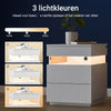 SoBuy FBT167-E-W Nachtkastje met 3 laden en ledverlichting, 3 instelbare lichtkleuren, modern nachtkastje voor slaapkamer en woonkamer, L 41 × D 40 × H 52 cm, wit
